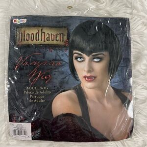 Disguise Bloodhaven Vampire Wig - shirt Dark Black NEW